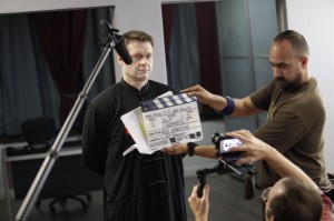 Adi Skeptor on set of "How to Rob a House" with Camera Assistant Marc Anthony Sepulveda.